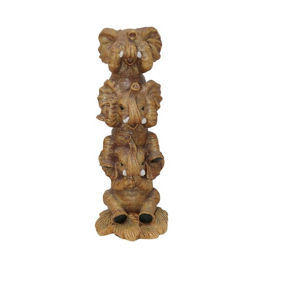 Design Toscano Hear No See No Speak No Evil Stacked Lucky Elephant Figurine - Picture 2 of 7